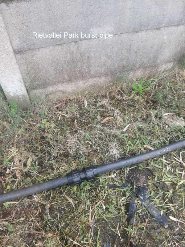 Rietvallei Park burst pipe repair