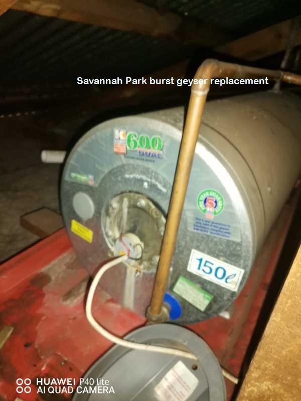 Savannah Park burst geyser replacement by certified plumbers offering free call out fees, damage report, and a plumbing CoC for insurance.