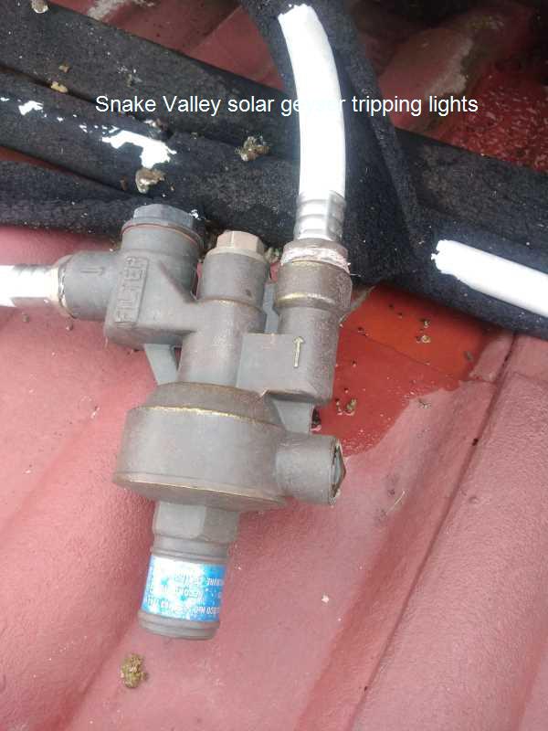 Snake Valley solar geyser tripping lights
