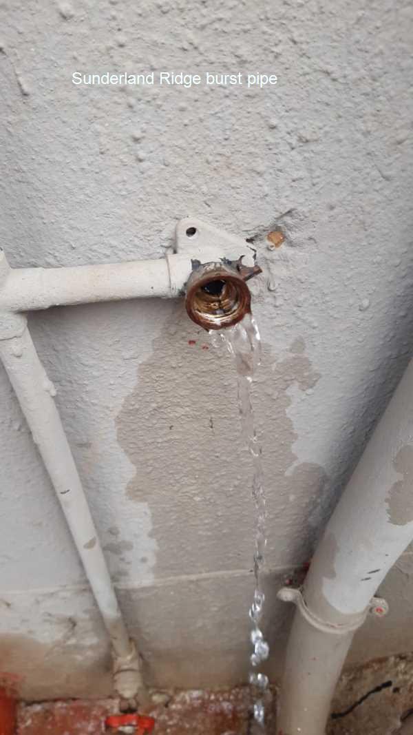 Sunderland Ridge burst pipe repair
