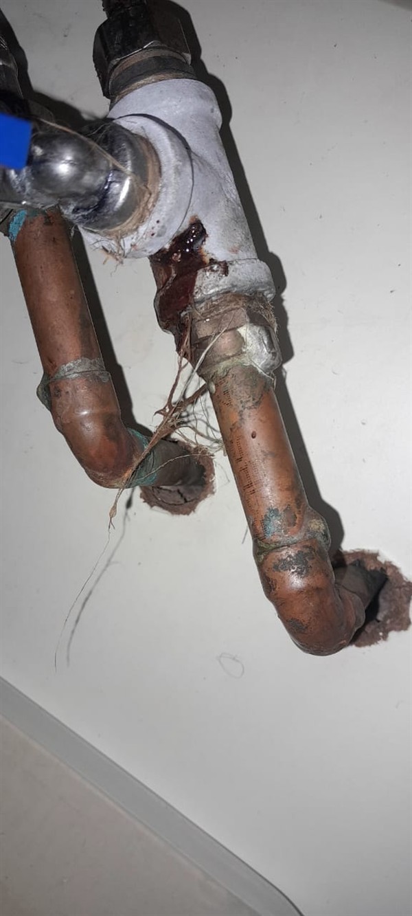 Heavy leak soaking ground from burst outside pipe in Panorama Estate