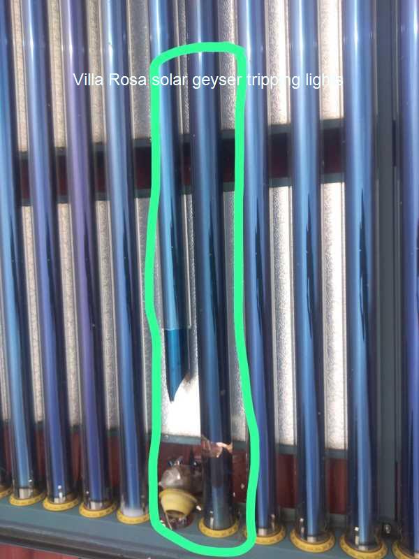 Villa Rosa solar geyser tripping lights