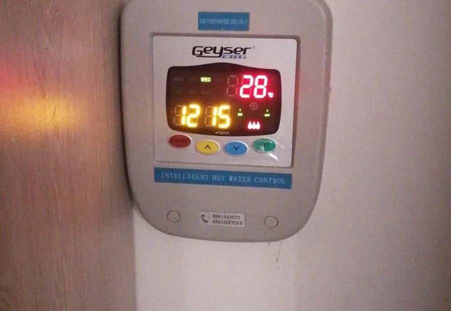 Geyserwise Controller Check Waterkloof showing a hot water controller display